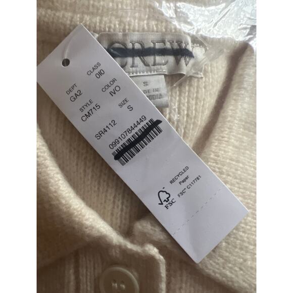 J. Crew Milano Stitch Cinched Waist Cardigan Ivory NWT size Small - Picture 7 of 8